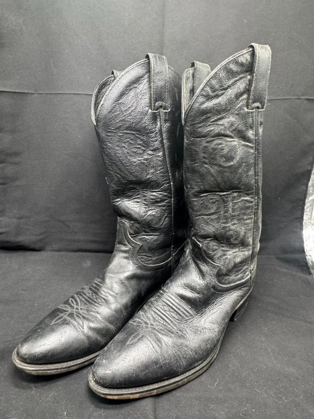 Vintage Men's Justin Black Leather Western Cowboy Boots Size 8.5